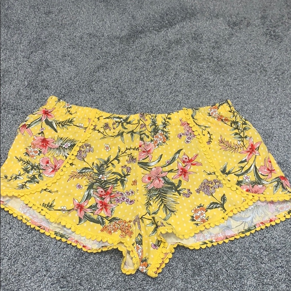 yellow floral shorts